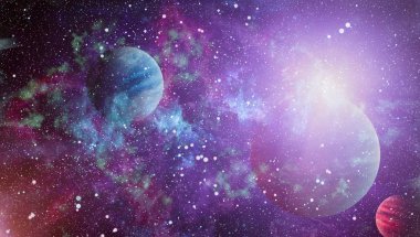 Fütürist soyut alan arkaplanı. Yıldızlı ve nebulalı gece gökyüzü. Bu görüntünün elementleri NASA tarafından desteklenmektedir