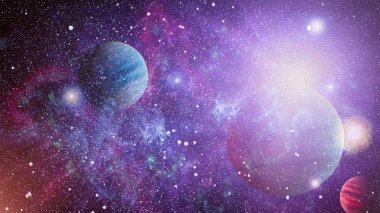 Fütürist soyut alan arkaplanı. Yıldızlı ve nebulalı gece gökyüzü. Bu görüntünün elementleri NASA tarafından desteklenmektedir