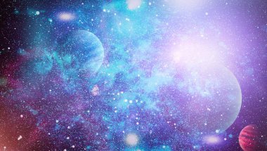 Fütürist soyut alan arkaplanı. Yıldızlı ve nebulalı gece gökyüzü. Bu görüntünün elementleri NASA tarafından desteklenmektedir