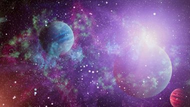 Fütürist soyut alan arkaplanı. Yıldızlı ve nebulalı gece gökyüzü. Bu görüntünün elementleri NASA tarafından desteklenmektedir