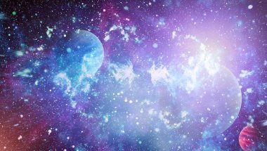 Fütürist soyut alan arkaplanı. Yıldızlı ve nebulalı gece gökyüzü. Bu görüntünün elementleri NASA tarafından desteklenmektedir