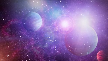 Fütürist soyut alan arkaplanı. Yıldızlı ve nebulalı gece gökyüzü. Bu görüntünün elementleri NASA tarafından desteklenmektedir