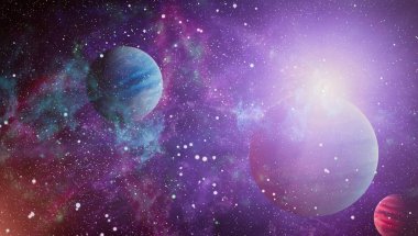 Fütürist soyut alan arkaplanı. Yıldızlı ve nebulalı gece gökyüzü. Bu görüntünün elementleri NASA tarafından desteklenmektedir