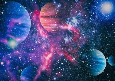 Fütürist soyut alan arkaplanı. Yıldızlı ve nebulalı gece gökyüzü. Bu görüntünün elementleri NASA tarafından desteklenmektedir