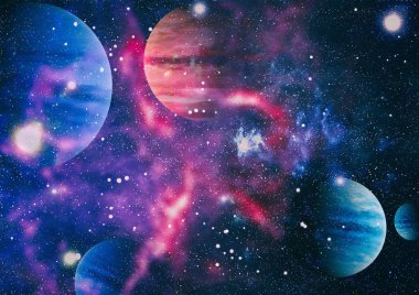 Fütürist soyut alan arkaplanı. Yıldızlı ve nebulalı gece gökyüzü. Bu görüntünün elementleri NASA tarafından desteklenmektedir