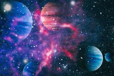 Fütürist soyut alan arkaplanı. Yıldızlı ve nebulalı gece gökyüzü. Bu görüntünün elementleri NASA tarafından desteklenmektedir