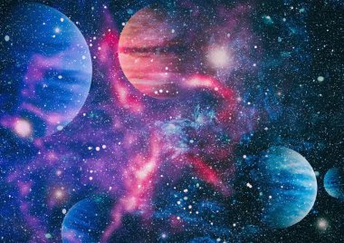 Fütürist soyut alan arkaplanı. Yıldızlı ve nebulalı gece gökyüzü. Bu görüntünün elementleri NASA tarafından desteklenmektedir