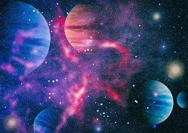 Fütürist soyut alan arkaplanı. Yıldızlı ve nebulalı gece gökyüzü. Bu görüntünün elementleri NASA tarafından desteklenmektedir