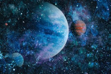 Patlama süpernovası. Parlak Yıldız Nebulası. Uzak galaksi. Soyut görüntü. Bu görüntünün elementleri NASA tarafından desteklenmektedir.