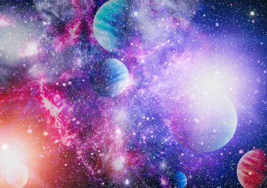 Renkli derin uzay. Evren kavramı arka plan. Nasa tarafından döşenmiş bu görüntü unsurları