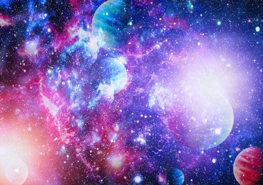 Renkli derin uzay. Evren kavramı arka plan. Nasa tarafından döşenmiş bu görüntü unsurları