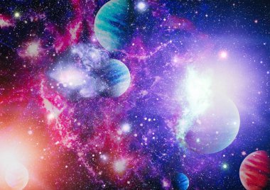 Renkli derin uzay. Evren kavramı arka plan. Nasa tarafından döşenmiş bu görüntü unsurları