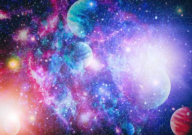 Renkli derin uzay. Evren kavramı arka plan. Nasa tarafından döşenmiş bu görüntü unsurları