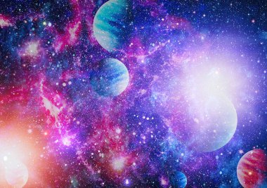 Renkli derin uzay. Evren kavramı arka plan. Nasa tarafından döşenmiş bu görüntü unsurları