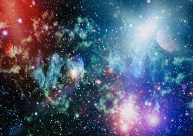 Renkli derin uzay. Evren kavramı arka plan. Nasa tarafından döşenmiş bu görüntü unsurları