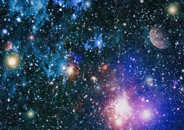 Renkli derin uzay. Evren kavramı arka plan. Nasa tarafından döşenmiş bu görüntü unsurları