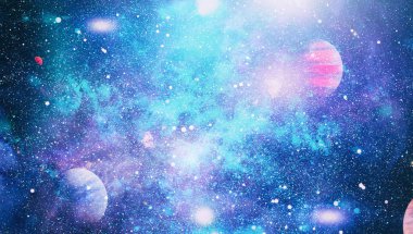 Uzaydaki gezegenler, yıldızlar ve galaksiler uzay keşiflerinin güzelliğini gösteriyor. NASA tarafından döşenmiş elementler