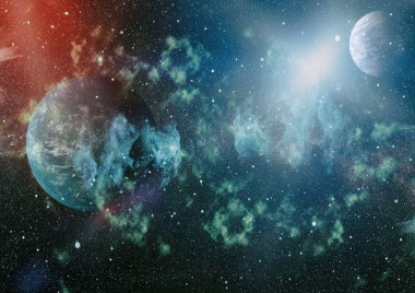 Uzaydaki gezegenler, yıldızlar ve galaksiler uzay keşiflerinin güzelliğini gösteriyor. NASA tarafından döşenmiş elementler