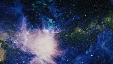 Gezegen ve galaksinin yıldızları serbest uzayda. Bu görüntünün elementleri NASA tarafından desteklenmektedir .