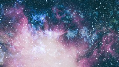 Gezegen ve galaksinin yıldızları serbest uzayda. Bu görüntünün elementleri NASA tarafından desteklenmektedir .