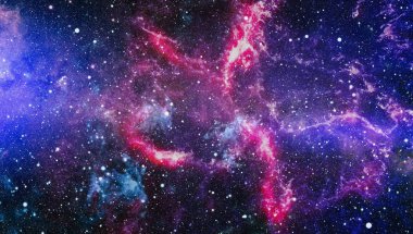 Gezegen ve galaksinin yıldızları serbest uzayda. Bu görüntünün elementleri NASA tarafından desteklenmektedir .