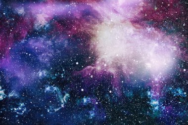Gezegen ve galaksinin yıldızları serbest uzayda. Bu görüntünün elementleri NASA tarafından desteklenmektedir .