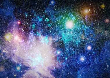 Fütürist soyut alan arkaplanı. Yıldızlı ve nebulalı gece gökyüzü. Bu görüntünün elementleri NASA tarafından desteklenmektedir