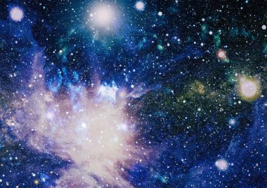 Fütürist soyut alan arkaplanı. Yıldızlı ve nebulalı gece gökyüzü. Bu görüntünün elementleri NASA tarafından desteklenmektedir