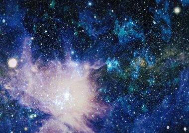 Fütürist soyut alan arkaplanı. Yıldızlı ve nebulalı gece gökyüzü. Bu görüntünün elementleri NASA tarafından desteklenmektedir