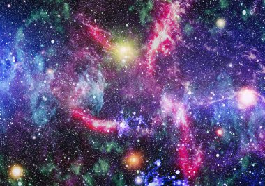 Fütürist soyut alan arkaplanı. Yıldızlı ve nebulalı gece gökyüzü. Bu görüntünün elementleri NASA tarafından desteklenmektedir