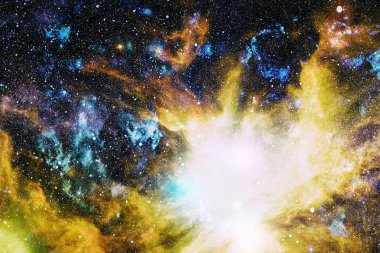 Fütürist soyut alan arkaplanı. Yıldızlı ve nebulalı gece gökyüzü. Bu görüntünün elementleri NASA tarafından desteklenmektedir