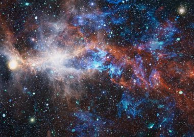 Fütürist soyut alan arkaplanı. Yıldızlı ve nebulalı gece gökyüzü. Bu görüntünün elementleri NASA tarafından desteklenmektedir