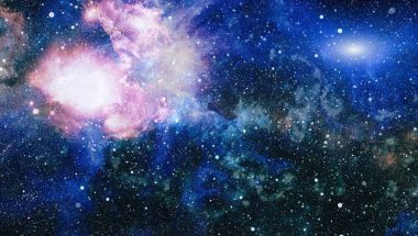 Fütürist soyut alan arkaplanı. Yıldızlı ve nebulalı gece gökyüzü. Bu görüntünün elementleri NASA tarafından desteklenmektedir