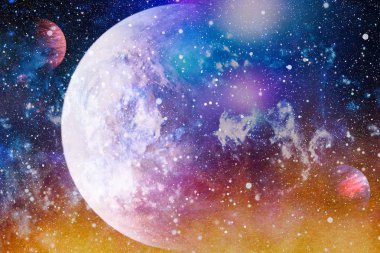 Fütürist soyut alan arkaplanı. Yıldızlı ve nebulalı gece gökyüzü. Bu görüntünün elementleri NASA tarafından desteklenmektedir