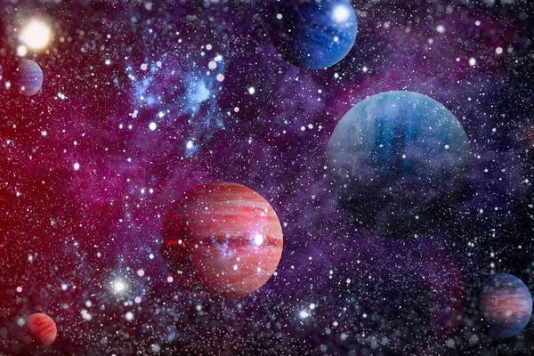 Renkli derin uzay. Evren kavramı arka plan. Nasa tarafından döşenmiş bu görüntü unsurları