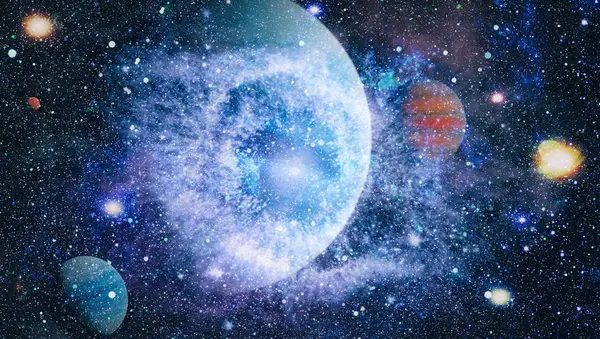 Patlama süpernovası. Parlak Yıldız Nebulası. Uzak galaksi. Soyut görüntü. Bu görüntünün elementleri NASA tarafından desteklenmektedir.