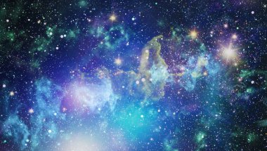 Fütürist soyut alan arkaplanı. Yıldızlı ve nebulalı gece gökyüzü. Bu görüntünün elementleri NASA tarafından desteklenmektedir