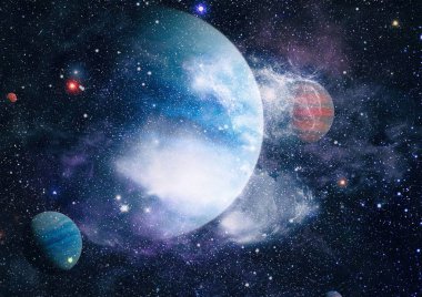 Fütürist soyut alan arkaplanı. Yıldızlı ve nebulalı gece gökyüzü. Bu görüntünün elementleri NASA tarafından desteklenmektedir