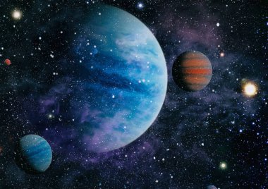 Fütürist soyut alan arkaplanı. Yıldızlı ve nebulalı gece gökyüzü. Bu görüntünün elementleri NASA tarafından desteklenmektedir