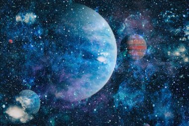 Fütürist soyut alan arkaplanı. Yıldızlı ve nebulalı gece gökyüzü. Bu görüntünün elementleri NASA tarafından desteklenmektedir