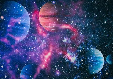 Fütürist soyut alan arkaplanı. Yıldızlı ve nebulalı gece gökyüzü. Bu görüntünün elementleri NASA tarafından desteklenmektedir