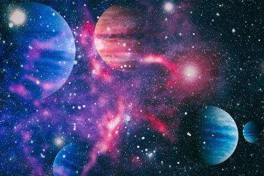 Fütürist soyut alan arkaplanı. Yıldızlı ve nebulalı gece gökyüzü. Bu görüntünün elementleri NASA tarafından desteklenmektedir