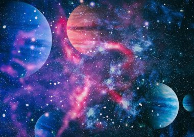 Fütürist soyut alan arkaplanı. Yıldızlı ve nebulalı gece gökyüzü. Bu görüntünün elementleri NASA tarafından desteklenmektedir