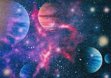 Fütürist soyut alan arkaplanı. Yıldızlı ve nebulalı gece gökyüzü. Bu görüntünün elementleri NASA tarafından desteklenmektedir