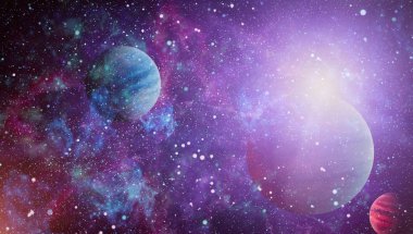 Fütürist soyut alan arkaplanı. Yıldızlı ve nebulalı gece gökyüzü. Bu görüntünün elementleri NASA tarafından desteklenmektedir