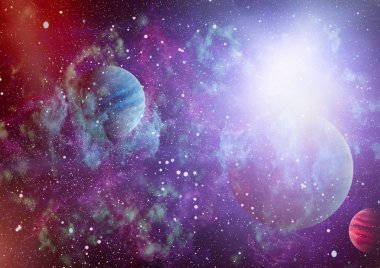 Fütürist soyut alan arkaplanı. Yıldızlı ve nebulalı gece gökyüzü. Bu görüntünün elementleri NASA tarafından desteklenmektedir