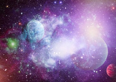 Fütürist soyut alan arkaplanı. Yıldızlı ve nebulalı gece gökyüzü. Bu görüntünün elementleri NASA tarafından desteklenmektedir