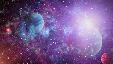 Nebula ve galaksiler uzayda. Bu görüntünün elementleri NASA tarafından desteklenmektedir.