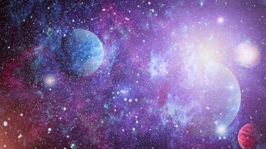 Nebula ve galaksiler uzayda. Bu görüntünün elementleri NASA tarafından desteklenmektedir.