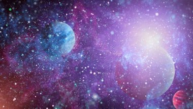 Nebula ve galaksiler uzayda. Bu görüntünün elementleri NASA tarafından desteklenmektedir.